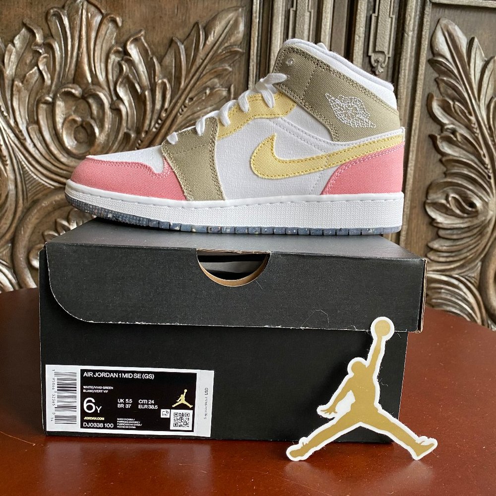 Nike Air Jordan 1 Mid "Pastel Grind" (GS) - Youth 6/Women's 7.5/Men's 6